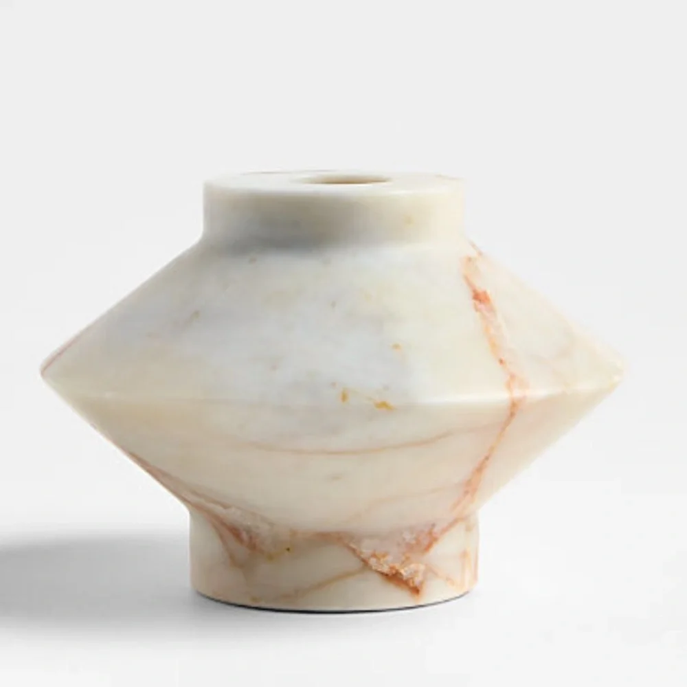 New! Crate&Barrel Ivory Pinkie Marble Candle Holder